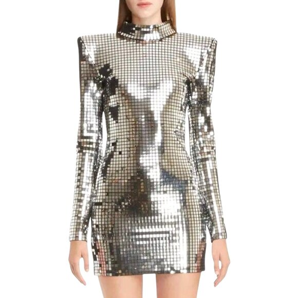BALMAIN MIRRORED MINI DRESS SIZE M/L US, 42 FR NEW - Picture 7 of 15